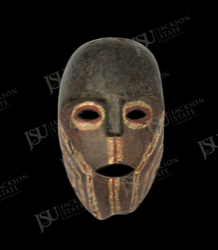Oval Face Mask with Red Eye Accents