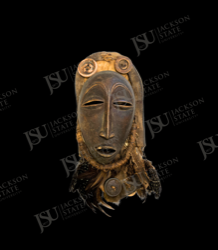 Dan-Style Face Mask with Cowrie and Fiber Attachments