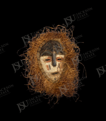 Lega-Style Small Face Mask with Raffia Fringe