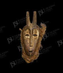 Dan-We or Kran-Style Horned Face Mask with Raffia