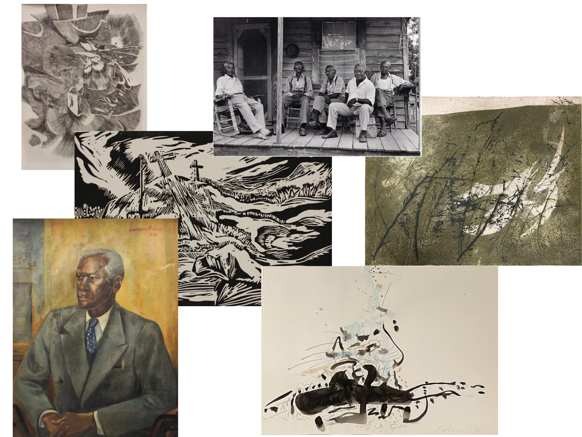 Montage of works from the Jackson State University Department of Art Permanent Collection